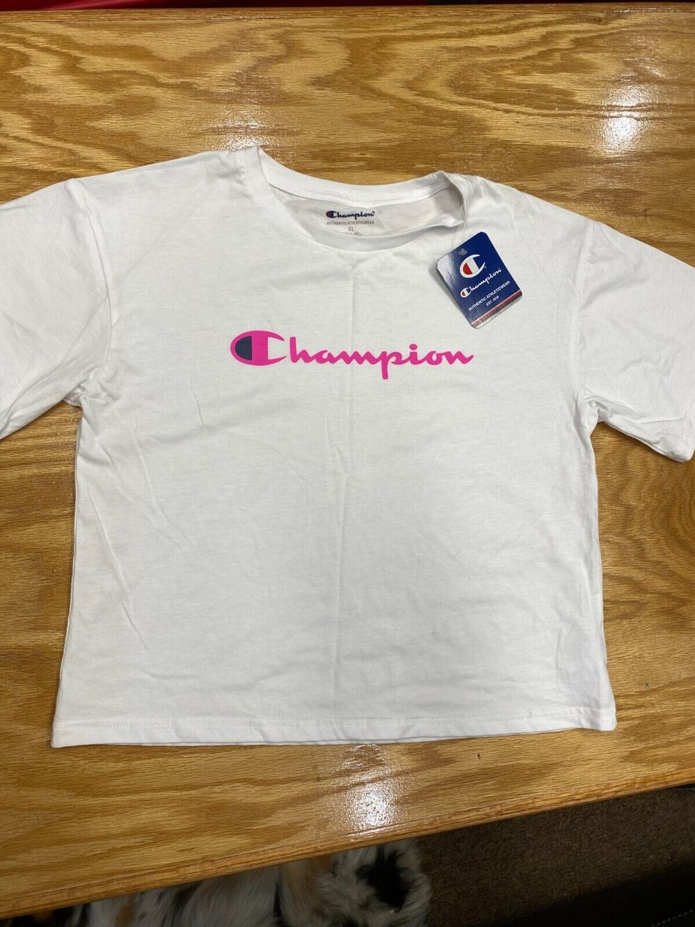 Champion Activewear T-Shirt women XL White Short Sleeve Graphic Logo B61